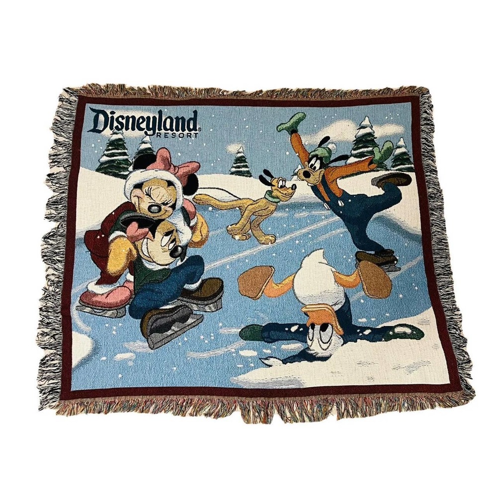 Disneyland Resort Winter Ice Holiday‎ Afghan Throw Blanket Tasseled